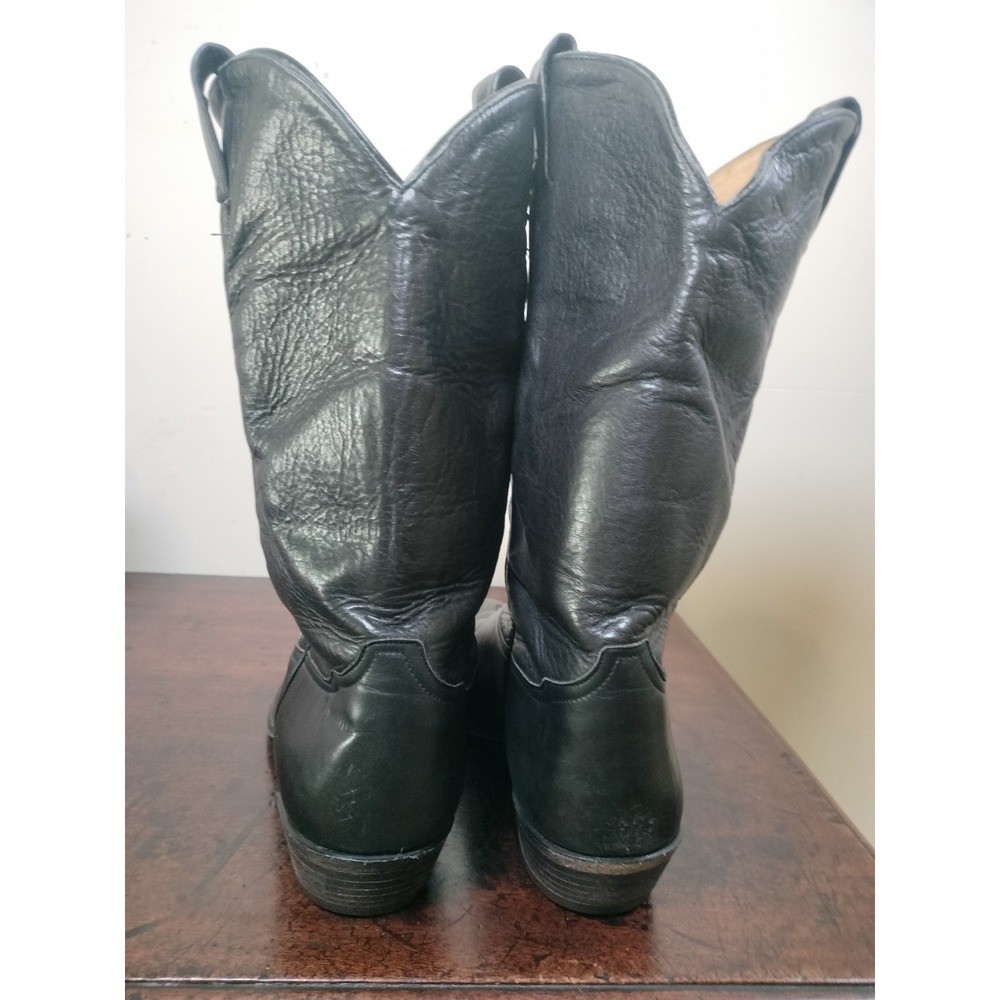 Tony Lama Black Leather Western Cowboy Boots Men's 12 D Vintage 6158 - Picture 11 of 16